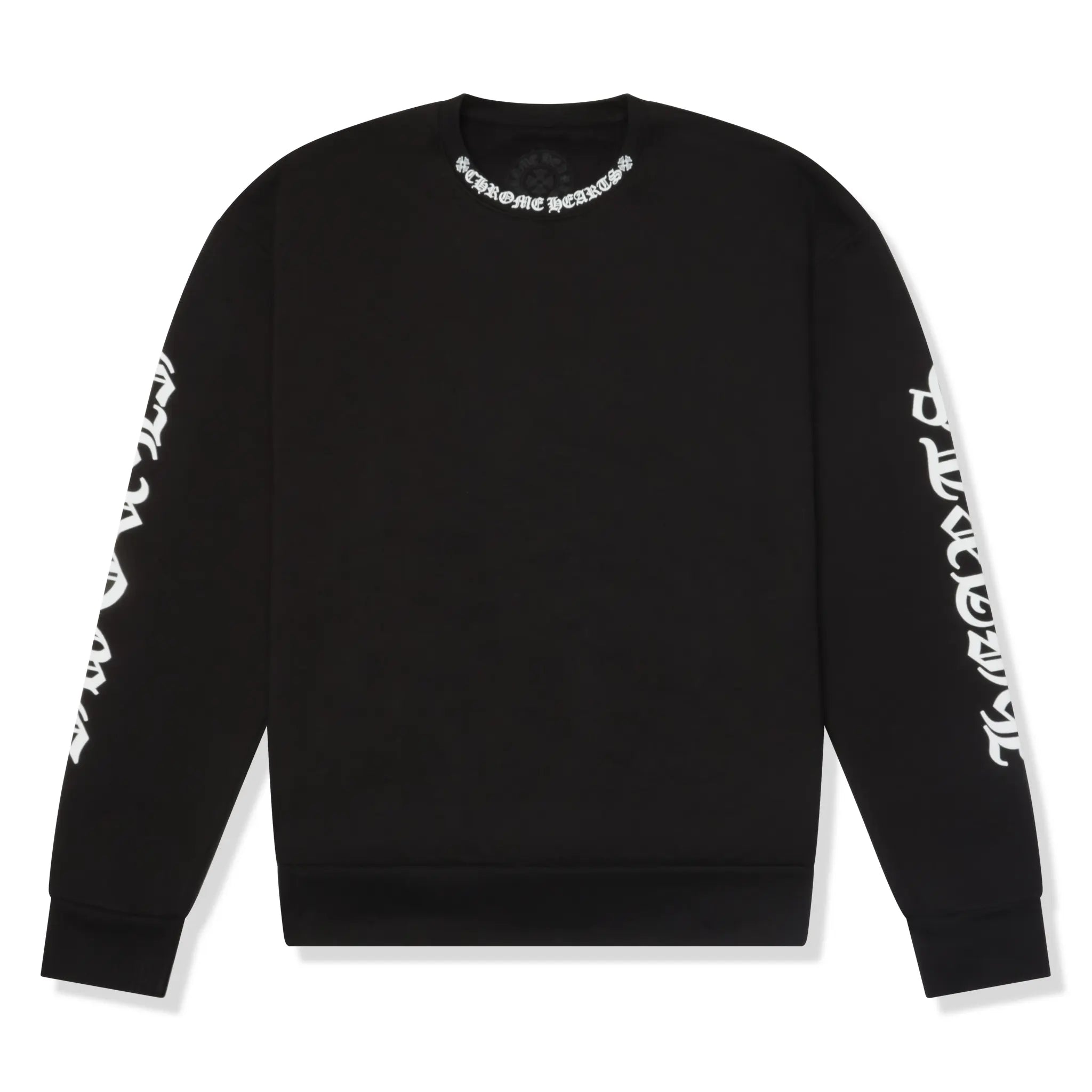 Front View of Chrome Hearts 1998 Neck Logo Black White Sweatshirt 1383 1FW220106NLCS-BLAC